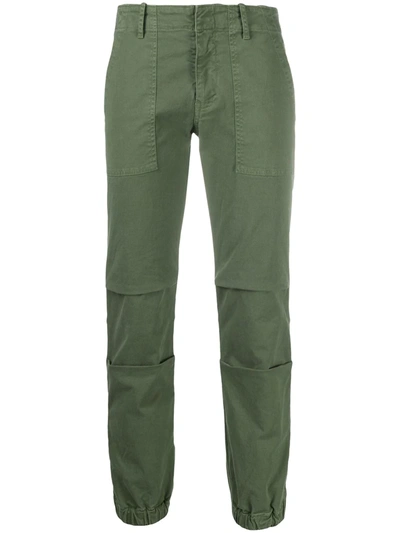 Nili Lotan Military Cropped Stretch Cotton-twill Trousers In Olive