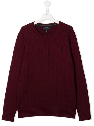 RALPH LAUREN TEEN CABLE KNIT LOGO EMBROIDERED JUMPER