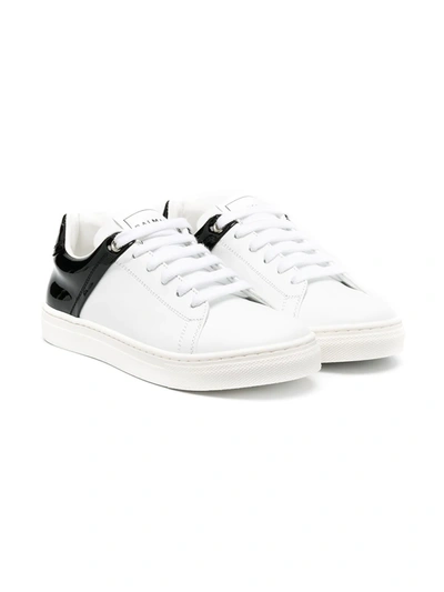 Balmain Kids' Logo Lace-up Leather Sneakers In White