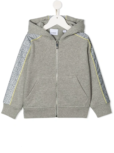 Burberry Kids' Logo-tape Zip-up Hoodie In Grey