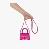 BALENCIAGA PINK HOURGLASS XS LEATHER MINI BAG,6373721IZYK553315397980