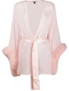 Gilda & Pearl Diana Silk And Marabou Feather Robe In Pink