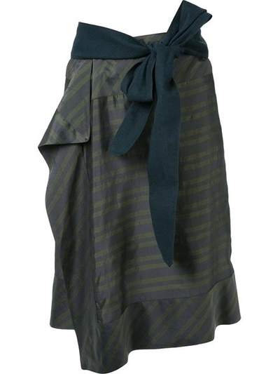 A.f.vandevorst Horizontal-stripes Wraparound Skirt In Green
