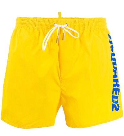 Dsquared2 Side Logo Swim Shorts In Yellow