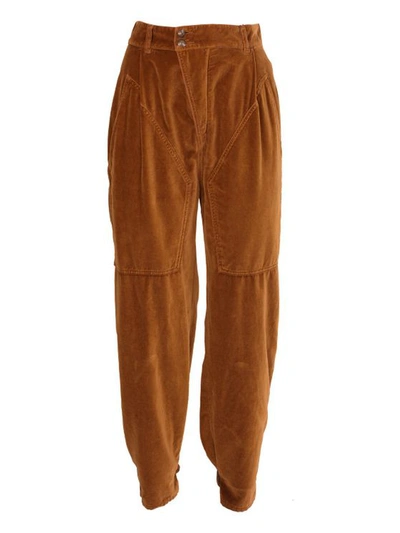 Etro Smooth Cotton Velvet Trousers In Brown