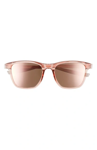 Nike Stint 53mm Mirrored Rectangle Sunglasses In Washed Coral/ Rose Gold Mirror