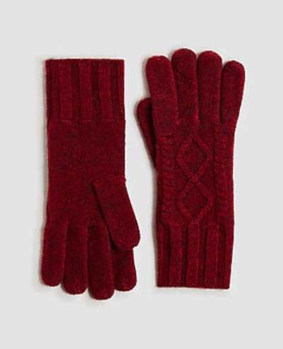 Ann Taylor Cable Gloves In Exotic Ruby