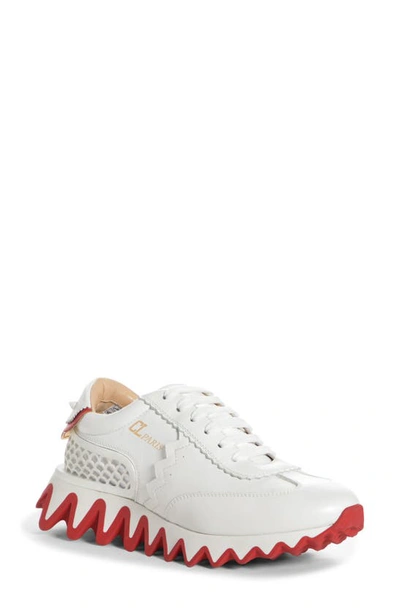 Christian Louboutin Loubishark Donna Red Sole Runner Trainers In White
