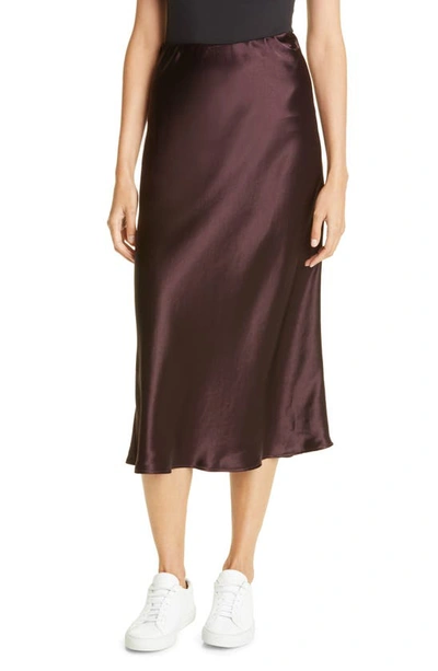 Max Mara Leisure Alessio Satin Midi Skirt In Wine-coloured