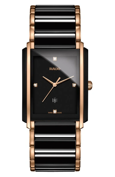 Rado R20207712 Integral Diamonds Yellow Gold-plated Ceramic And 0.031ct Diamond Quartz Watch In Stainless Steel