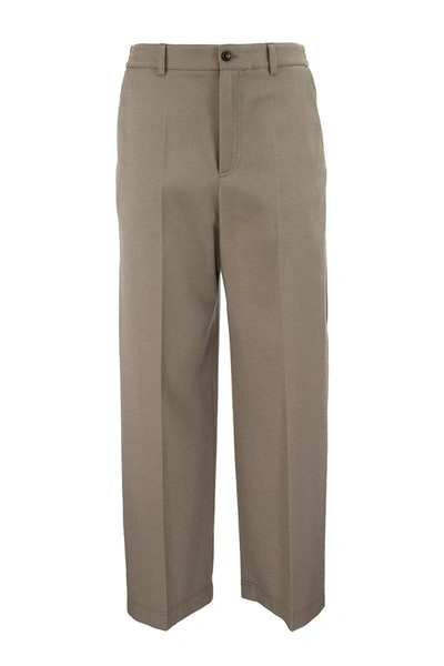 Agnona Palazzo Pants In Cotton Twill In Taupe