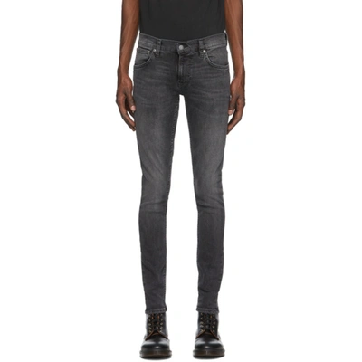 Nudie Jeans Black Tight Terry Jeans In Grey