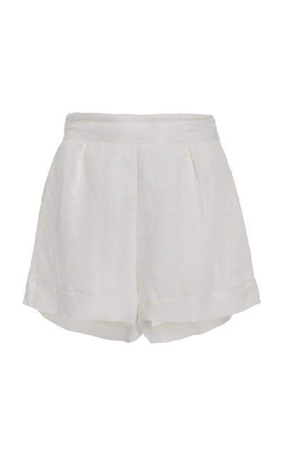 Anemos The High-waisted Linen-blend Short Shorts In White