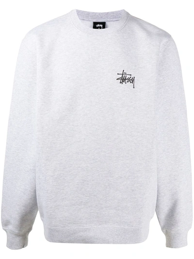Stussy Grey 'basic Crew' Sweatshirt In Grey
