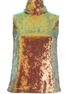 LAPOINTE SEQUIN-EMBELLISHED HIGH NECK TOP