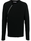 LES HOMMES OFF-CENTER ZIP RIBBED JUMPER