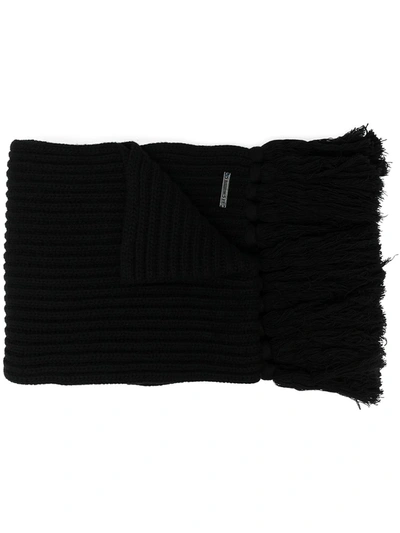 Les Hommes Oversized Wool Scarf In Black