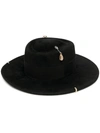 RUSLAN BAGINSKIY CHAIN STRAP FELT CANOTIER HAT