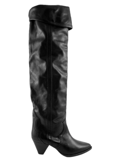 Isabel Marant Black Leather Denvee High Boots In Nero