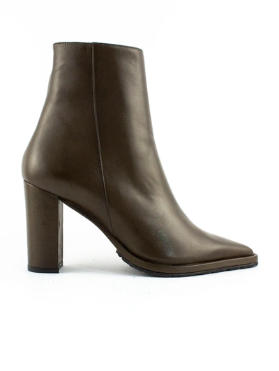 Aldo Castagna Olive Green Leather Caryn Boots In Oliva