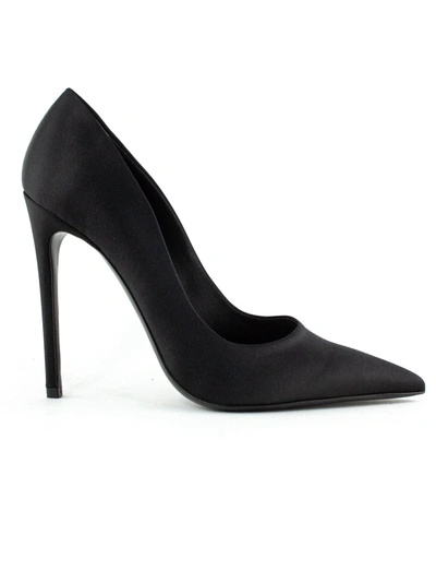 Aldo Castagna Black Satin Giorgia Pump In Nero