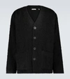 Our Legacy Textured V-neck Cardigan With Button-down Front In Black