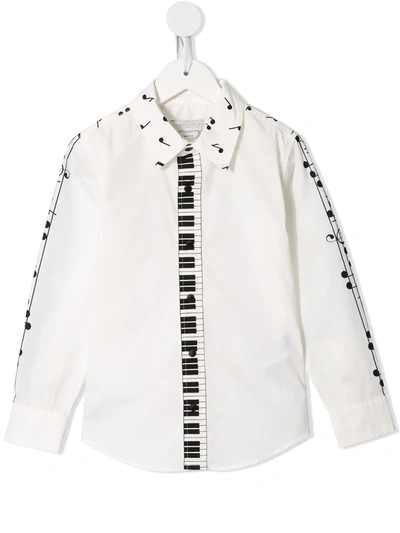 Stella Mccartney Kids' Music-print Long-sleeve Shirt In White