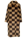 STAND STUDIO STAND STUDIO NINO FAUX FUR CHECK COAT