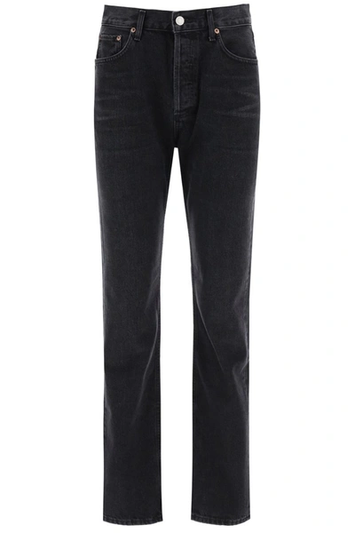 Agolde Riley High-rise Ankle Straight Jeans In Black Pepper