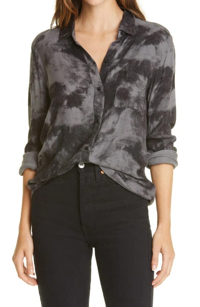 Rails Hunter Tie Dye Button-up Flannel Shirt In Charcoal Tie Dye