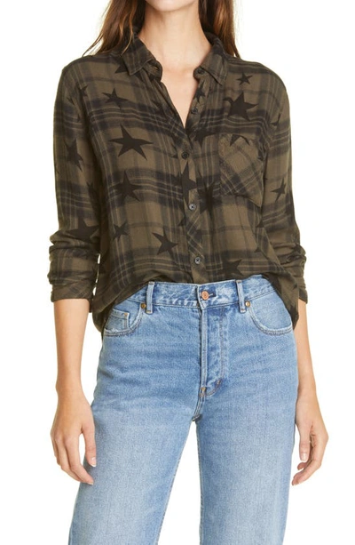Rails Hunter Plaid Button-up Flannel Shirt In Olive Jet Stars