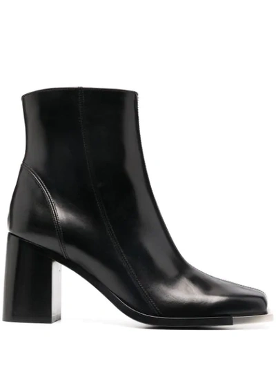Peter Do Square-toe Napa Zip Booties In 블랙