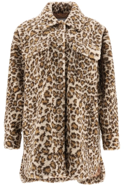 Stand Studio Sabi Leopard Print Teddy Faux Fur Jacket In Classic Leo