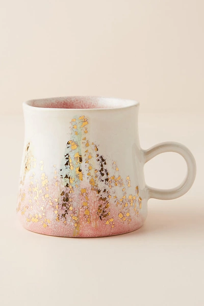 Anthropologie Gold Accent Mug In Pink