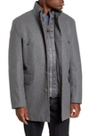Cole Haan Melton Three-in-one Topper Coat In Light Grey