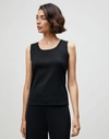 Lafayette 148 Swiss Cotton Rib Scoop Neck Tank In Black