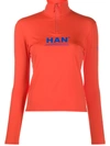 Han Kjobenhavn Logo Print Half-zip Top In Red