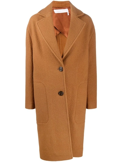 See By Chloé Long-sleeve Wool Coat In Orange