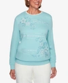 ALFRED DUNNER WOMEN'S MISSY ST. MORITZ EMBROIDERED FLORAL BIADERE SWEATSHIRT