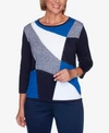 ALFRED DUNNER WOMEN'S MISSY VACATION MODE COLORBLOCK SWEATER