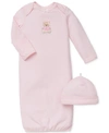 LITTLE ME BABY GIRLS SWEET BEAR HAT AND GOWN, 2 PIECE SET