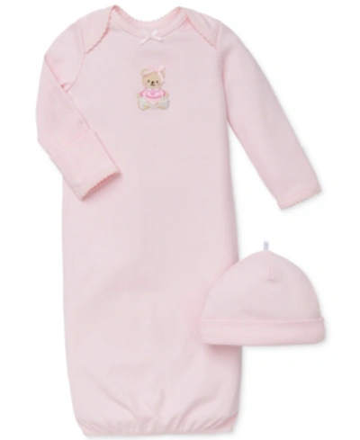 Little Me Kids' Baby Girls Sweet Bear Hat And Gown, 2 Piece Set In Light Pink