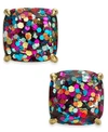 Kate Spade Glitter Crystal Square Stud Earrings In Multi