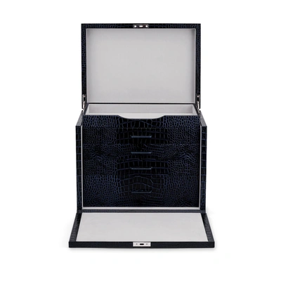 Smythson Deluxe Jewellery Box In Mara In Navy