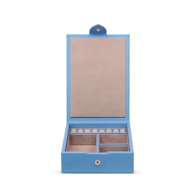 Smythson Travel Tray Jewellery Box In Panama In Nile Blue