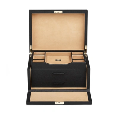 Smythson 3 Drawer Jewellery Box In Panama In Black