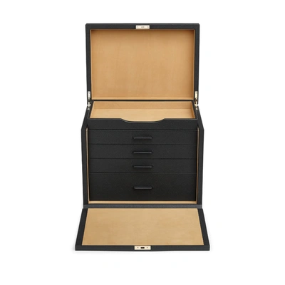 Smythson Deluxe Jewellery Box In Panama In Black