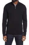 Nordstrom Men's Shop Washable Merino Quarter Zip Sweater In Black Caviar