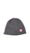 Canada Goose Logo Patch Knitted Beanie In Iron Grey