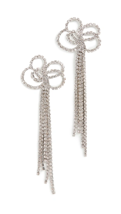 Kenneth Jay Lane Silver Clear Crystal Pierced Earrings In Silver/crystal